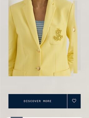 Lauren Ralph Lauren Yellow Embroidered Pocket Blazer